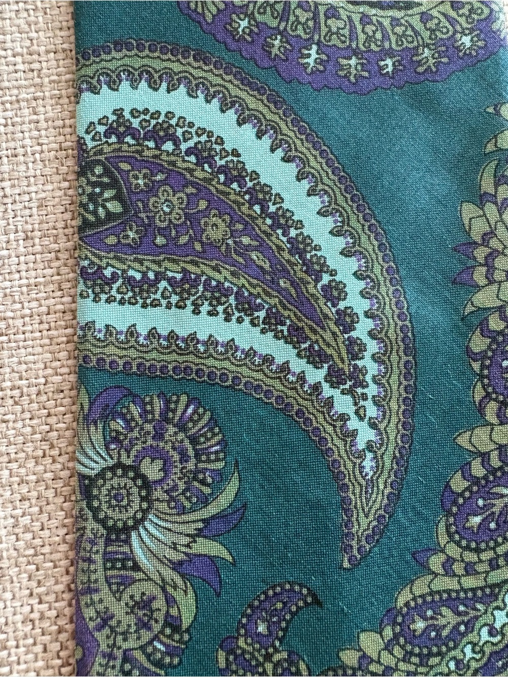 Vintage Lord & Taylor Kensington Collection Paisley Silk Tie Teal Purple 3.75” - Picture 7 of 11